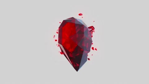 Breaking ruby crystal heart on light grey background Video stock 179132923