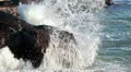 Breaking sea waves with splashing on rough seaside, Cyprus HD Footage