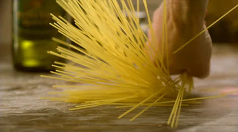 Breaking spaghetti, Slow Motion Stock Footage 24845339