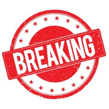 BREAKING stamp sign red Stock Illustration