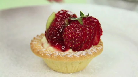 Breaking Strawberry Tart Stock Footage 3131838