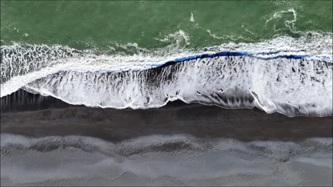 Breaking Surf Along Hvalnes Nature Reserve Beach in Iceland Stock Footage 342268547