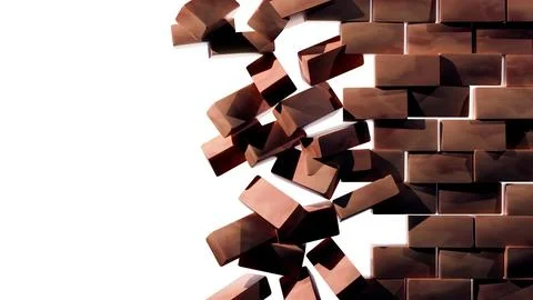 Breaking Through Brick Wall Showing Destruction Concept, symbolizing overcoming 스톡 일러스트