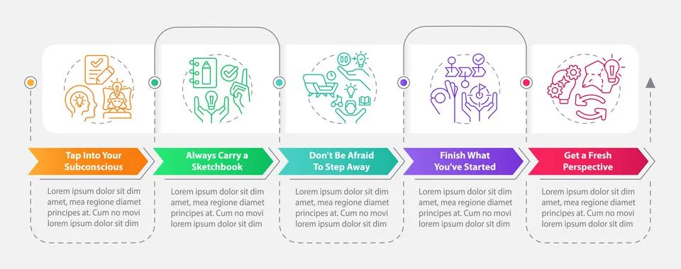 Breaking through creative block rectangle infographic template 스톡 일러스트