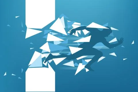 Breaking through an obstacle Stock Illustration