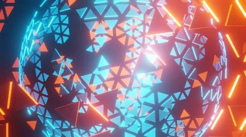 Breaking Through Orange and Blue Sphere Stock Illustration