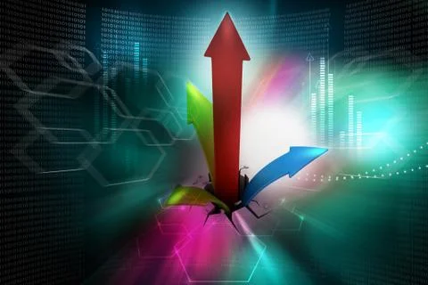 Breaking through to success as a financial graph Illustrazione stock