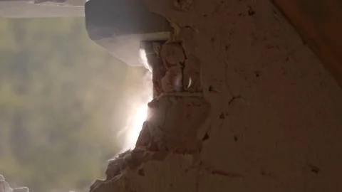 Breaking Through Walls A Journey of Transformation in Architecture and Artistry Stock Footage 314568717