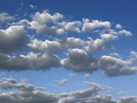 Breaking torn cluster clouds Source clouds Altocumulus and Cumulus fractus, Stock Photos