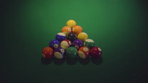 Breaking a triangle of pool balls Stock Footage 132510415
