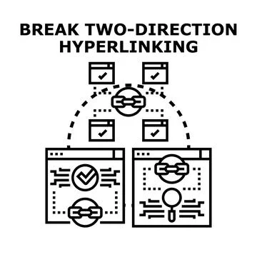 Breaking two direction hyperlinking connection security concept Stock Illustration