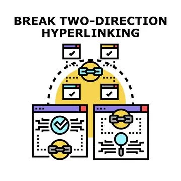 Breaking two direction hyperlinking connection security concept Stock Illustration
