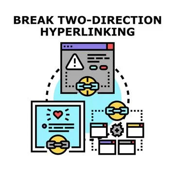 Breaking two direction hyperlinking with digital connections Stock Illustration