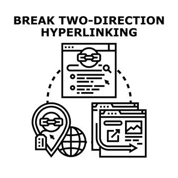 Breaking two direction hyperlinking for online security concept Stock Illustration