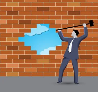 Breaking the wall business concept Stock Illustration