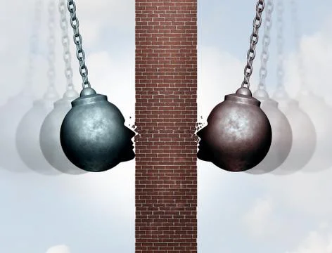 Breaking Wall Of Communication Stock Illustration