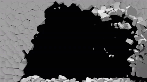 Breaking Wall covers in cracks fast fall apart 3D animation Stock Footage 150181283