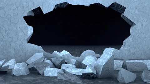 Breaking Wall with Dust Intro Logo Motion Background Stock Footage 115553762