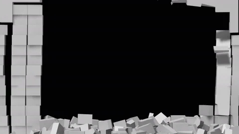 Breaking Wall fall apart and decay with small cubes Stock Footage 150180569