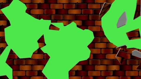 Breaking wall on green screen. transition animation. 库存影片 334897533