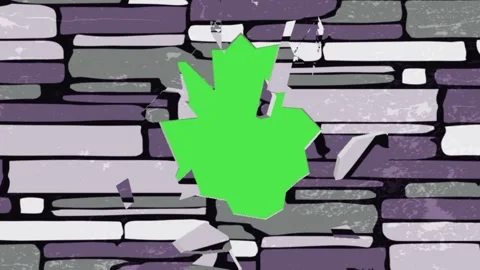 Breaking wall on green screen. transition animation. vintage wall. 库存影片 334897535