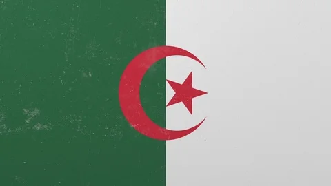 Breaking wall with painted flag of Algeria. Algerian crisis conceptual 3D Stock Footage 111906652