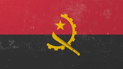 Breaking wall with painted flag of Angola. Angolan crisis conceptual 3D Stock Footage 105488839