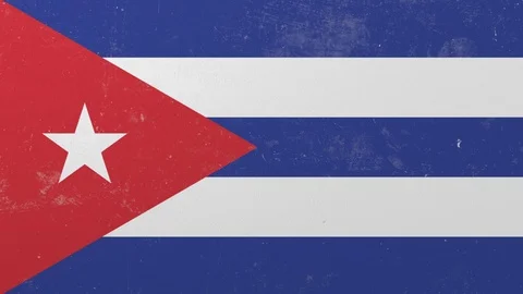 Breaking wall with painted flag of Cuba. Cuban crisis conceptual 3D animation Stock Footage 105416682