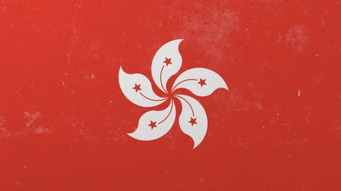 Breaking wall with painted flag of Hong Kong. Crisis conceptual 3D animation Stock Footage 105420155