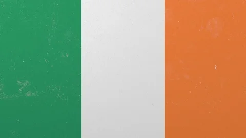 Breaking wall with painted flag of Ireland. Irish crisis conceptual 3D animation Stock Footage 105500630