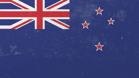 Breaking wall with painted flag of New Zealand. Crisis conceptual 3D animation Stock Footage 105488178