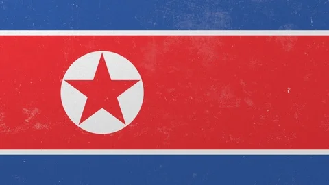 Breaking wall with painted flag of North Korea. Korean crisis conceptual 3D Stock Footage 105437783