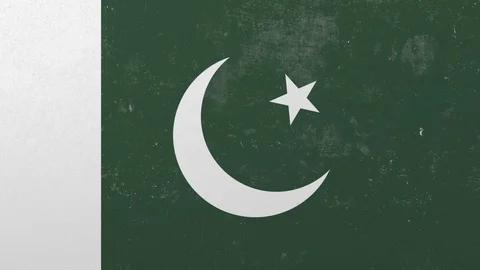Breaking wall with painted flag of Pakistan. Pakistani crisis conceptual 3D Stock Footage 105500175