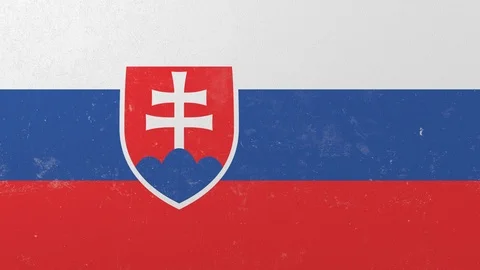 Breaking wall with painted flag of Slovakia. Slovak crisis conceptual 3D Stock Footage 111905336