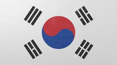 Breaking wall with painted flag of South Korea. South korea crisis conceptual 3D Stock Footage 105436198