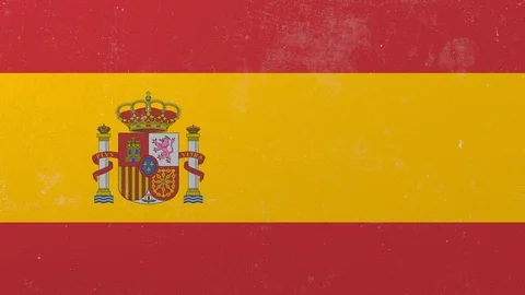 Breaking wall with painted flag of Spain. Spanish crisis conceptual 3D animation Stock Footage 105454640