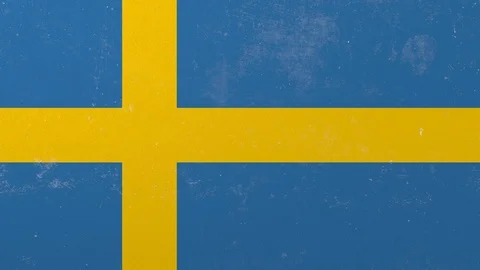 Breaking wall with painted flag of Sweden. Swedish crisis conceptual 3D Stock Footage 105455209