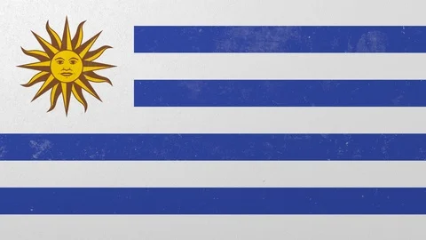 Breaking wall with painted flag of Uruguay. Uruguayan crisis conceptual 3D Stock Footage 105486826