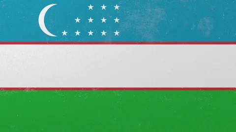 Breaking wall with painted flag of Uzbekistan. Uzbek crisis conceptual 3D Stock Footage 111925751