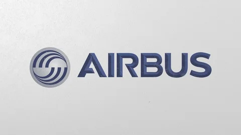 Breaking wall with painted logo of Airbus. Crisis conceptual 3D animation Stock Footage 105642644