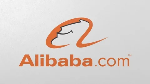 Breaking wall with painted logo of Alibaba. Crisis conceptual 3D animation Stock Footage 105641642