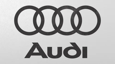 Breaking wall with painted logo of Audi. Crisis conceptual 3D animation Stock Footage 105633212
