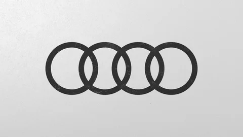 Breaking wall with painted logo of Audi. Crisis related editorial 3D animation Stock Footage 111896901