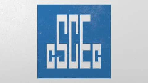 Breaking wall with painted logo of China State Construction. Crisis conceptual Stock Footage 105627483