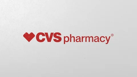 Breaking wall with painted logo of CVS pharmacy. Crisis related editorial 3D Stock Footage 111899109