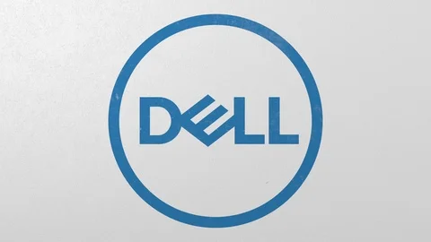 Breaking wall with painted logo of Dell. Crisis conceptual 3D animation Stock Footage 105626364