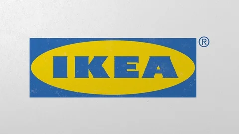 Breaking wall with painted logo of Ikea. Crisis conceptual editorial 3D Stock Footage 105682263