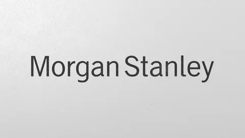 Breaking wall with painted logo of Morgan Stanley. Crisis conceptual editorial Stock Footage 105703439