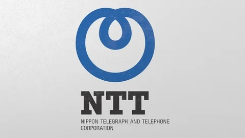 Breaking wall with painted logo of Ntt. Crisis conceptual editorial 3D animation Stock Footage 105701110