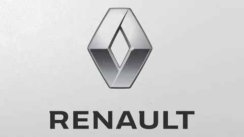 Breaking wall with painted logo of Renault. Crisis conceptual editorial 3D Stock Footage 105697875